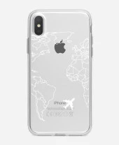 iPhone X World Map Lines Premium Şeffaf Silikon Kılıf Baskılı thumbnail 2