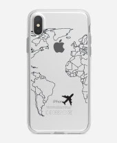 iPhone X World Map Lines Premium Şeffaf Silikon Kılıf Baskılı thumbnail 3