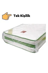 Vakumsuz Şeffaf Tek Kişilik Yatak Baza Saklama Taşıma Kılıfı Poşeti Torbası -120x200 Cm. - 1 Adet thumbnail 2