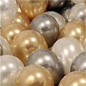 Gemar 30 Adet Balon Metalik Renkler Beyaz - Gold - Gümüş - 1