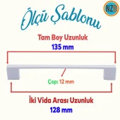 Mobilya Banyo Mutfak Dolabı Çekmece Dolap Kapak Kulpu Kulbu 128 mm Metal Kulp Beyaz thumbnail 2