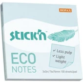 Stickn Eco Notes 76 mm X76 mm Yapışkanlı Not Kağıdı 100 syf. Pastel Mavi - 1