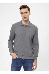 Süvari Polo Yaka Regular Fit Armürlü Antrasit Erkek Kazak TR2013700314 - 4