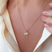 Vaoov 925 Ayar Gümüş Fil Kolye thumbnail 3