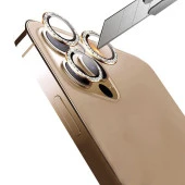 KNY Apple İphone 15 Pro Max İçin Tekli Taşlı Kamera Lens Koruyucu CL-06 Gold - 2