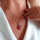 Vaoov 925 Ayar Gümüş Açılan İsimli Uğur Böceği Kolye thumbnail 4