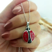 Vaoov 925 Ayar Gümüş Açılan İsimli Uğur Böceği Kolye thumbnail 3