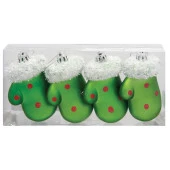 Yılbaşı Süsü 8 cm YEŞİL Yılbaşı Ağacı Süsü Eldiven 4 lü Dekorasyon Yılbaşı Süsü thumbnail 1