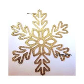 Yılbaşı Ağacı Süsü Asılabilir Dev Boy Kar Tanesi 30 cm Dore Altın Simli Yeni Yıl Dekorasyon - 3
