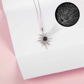 Lucky Life 925 Ayar Gumuss 100 Dilde Seni Seviyorum Kutup Yıldızı Lucky Life Kadın Kolye thumbnail 1