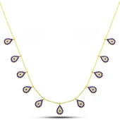 Lucky Life 925 Ayar Gumuss Gold Damla Nazarlı Şans Lucky Life Lucky Life Lucky Life Kadın Kolye - 1