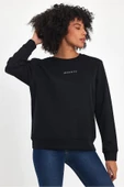 Kadın Bisiklet Yaka Rahat Kalıp 3 iplik Kalın Orta Brooklyn Nakışlı Sweatshirt SPR24SWk34 - 8