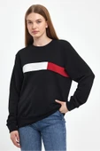 Kadın Bisiklet Yaka Rahat Kalıp 3 iplik Kalın Garnili Sweatshirt SPR24SWK35 - 5