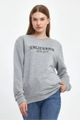 Kadın Bisiklet Yaka Rahat Kalıp 3 iplik Kalın Californıa Baskılı Sweatshirt SPR24SWK32 - 9