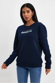 Süperlife Kadın Bisiklet Yaka Rahat Kalıp 3 iplik Kalın Brooklyn Baskılı Sweatshirt SPR24swk29 - 8