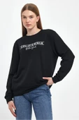 Kadın Bisiklet Yaka Rahat Kalıp 3 iplik Kalın Californıa Baskılı Sweatshirt SPR24SWK32 - 5