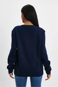 Süperlife Kadın Bisiklet Yaka Rahat Kalıp 3 iplik Kalın Brooklyn Baskılı Sweatshirt SPR24swk29 - 9
