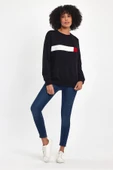 Kadın Bisiklet Yaka Rahat Kalıp 3 iplik Kalın Garnili Sweatshirt SPR24SWK35 - 1