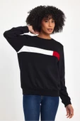 Kadın Bisiklet Yaka Rahat Kalıp 3 iplik Kalın Garnili Sweatshirt SPR24SWK35 - 4