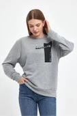 Kadın Bisiklet Yaka Rahat Kalıp 3 iplik Kalın W.Brooklyn Baskılı Sweatshirt SPR24SWK31 - 11
