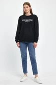 Süperlife Kadın Bisiklet Yaka Rahat Kalıp 3 iplik Kalın Californıa Baskılı  Sweatshirt SPR24SWK32 - 1