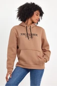 Kadın Kapşonlu Rahat Kalıp İçi Polarlı 3 iplik Californıa Baskılı SweatShırt spr24swk11 - 9