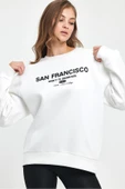 Kadın Bisiklet Yaka Rahat Kalıp İçi Polarlı 3 iplik San Francisco Baskılı Swetashırt Spr24swk27 thumbnail 10