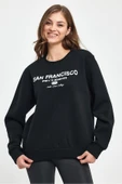 Kadın Bisiklet Yaka Rahat Kalıp İçi Polarlı 3 iplik San Francisco Baskılı Swetashırt Spr24swk27 thumbnail 4