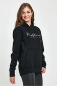 Süperlife Kadın Kapşonlu Rahat Kalıp İçi Polarlı 3 iplik Californıa Baskılı Swetashırt spr24swk03 - 4