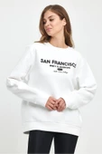 Kadın Bisiklet Yaka Rahat Kalıp İçi Polarlı 3 iplik San Francisco Baskılı Swetashırt Spr24swk27 thumbnail 8