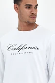 Süperlife Erkek Bisiklet Yaka Rahat Kalıp 3 iplik Kalın Californıa Baskılı Swetashırt spr24sw28 - 4