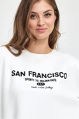 Kadın Bisiklet Yaka Rahat Kalıp İçi Polarlı 3 iplik San Francisco Baskılı Swetashırt Spr24swk27 thumbnail 12