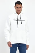 Erkek Kapşonlu Rahat Kalıp İçi Polarlı 3 iplik EL Yazılı Californıa Baskılı Swetashırt spr24sw03 - 10