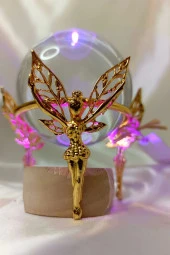 kristal Cam Küre Pirinç Peri objeli Gold thumbnail 1