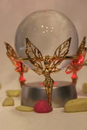 kristal Cam Küre Pirinç Peri objeli Gold thumbnail 2