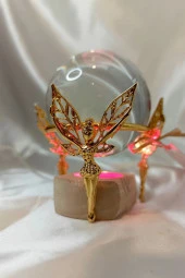 kristal Cam Küre Pirinç Peri objeli Gold thumbnail 10