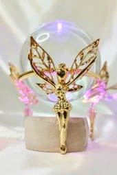 kristal Cam Küre Pirinç Peri objeli Gold thumbnail 11