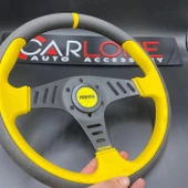 Momo Spor Direksiyon 32cm Sarı Yüzük ve Detaylı-Yarıklı Model-Yarış Spor Direksiyonu - 2