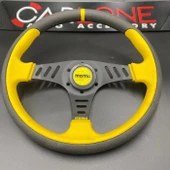 Momo Spor Direksiyon 32cm Sarı Yüzük ve Detaylı-Yarıklı Model-Yarış Spor Direksiyonu - 1
