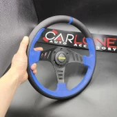 Momo Spor Direksiyon 32cm Mavi Siyah-Yarış Spor Direksiyonu - 2