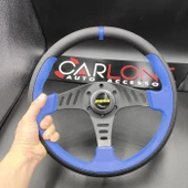 Momo Spor Direksiyon 32cm Mavi Siyah-Yarış Spor Direksiyonu - 1