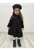 Kaşe Kumaş Şapkalı Kız Çocuk Elbise MNK0559 - 8