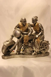 Motorlu İhtiyar Delikanlı Sevgili Çİft Gümüş thumbnail 5