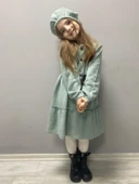 Kaşe Kumaş Şapkalı Kız Çocuk Elbise MNK0559 - 3