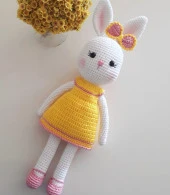 Şirin Tavşan Uyku Arkadaşı Amigurumi Organik Oyuncak - 1