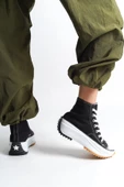 ROMA Bağcıklı Ortopedik Taban Kadın Sneaker Ayakkabı BT Siyah - 3