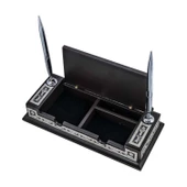 Lucky Life 925 Ayar Gumuss Çiçek Desenli Besmele Masa Üstü Kalemlik - 9