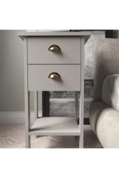 Mobu Concept Retro Çift Çekmeceli Gri Komodin Mr1405 thumbnail 1