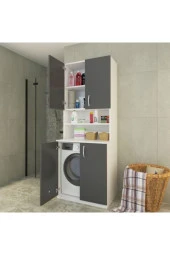 Ünüvar Konsept Antrasit Banyo Raflı Kapaklı Çamaşır Makinesi Dolabık2 - 2