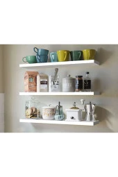 Jasmine Light 3'Lü Set Duvar Rafı, Gizli Monte Duvar Rafı, Dekoratif Duvar Rafı ,Uçan Duvar Rafı,Kitaplık Raf - 1